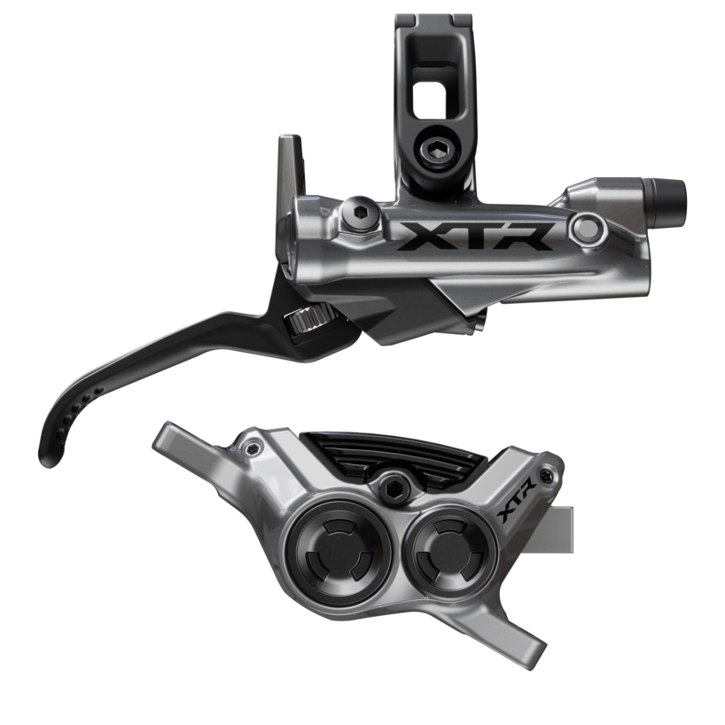 Shimano XTR 4-Piston BL- M9220/BR-M9220 Disc Brake and Lever - Rear 1700mm, Hydraulic, Post Mount, Finned Metal Pads, Gray