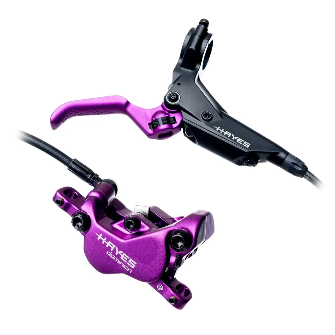 Hayes Dominion A4 Disc Brake and Lever - Front or Rear, Hydraulic, Post Mount, Purple/Black