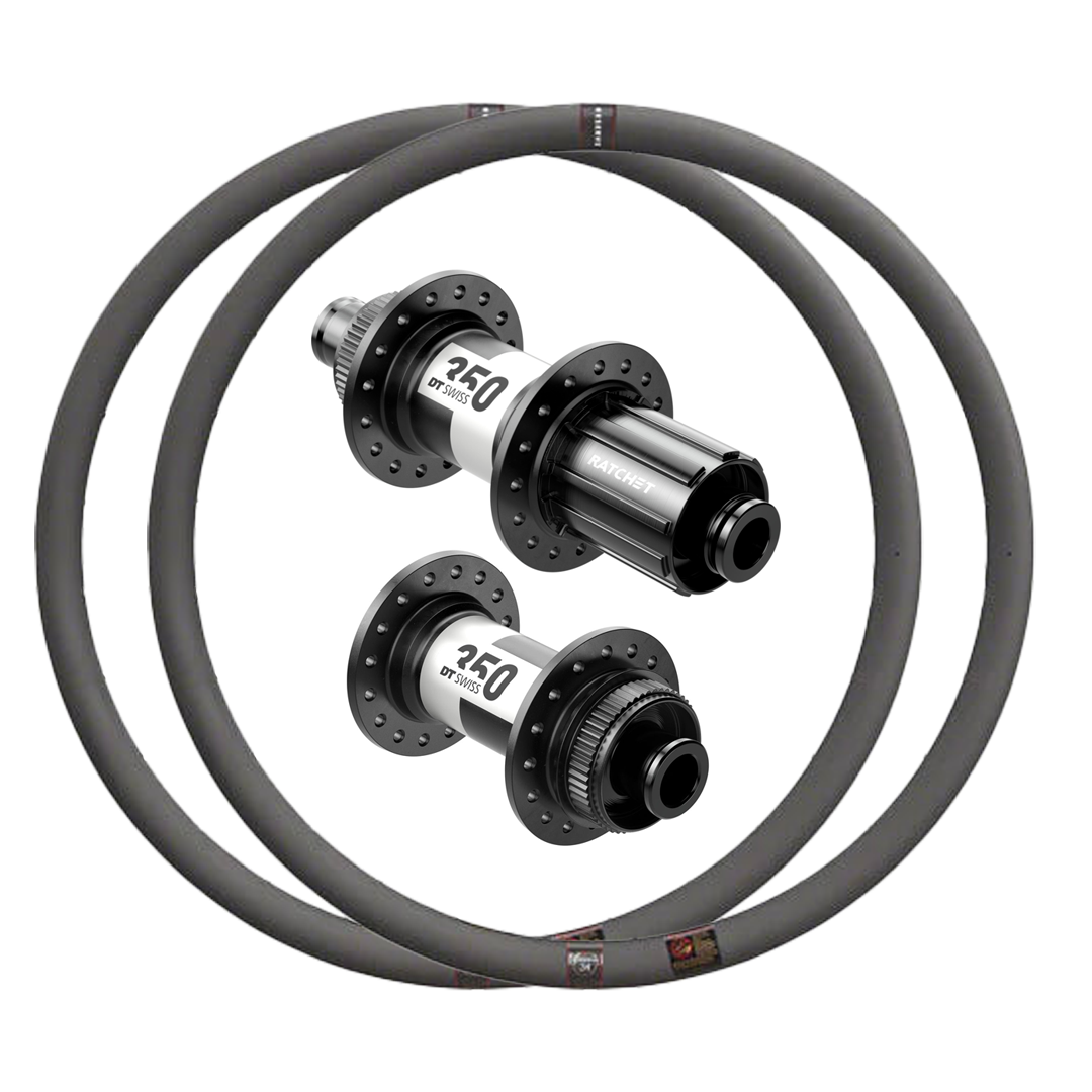 DT Swiss 350 + Reserve 40|44 GR Custom Carbon Gravel Wheels (Front+Rear)