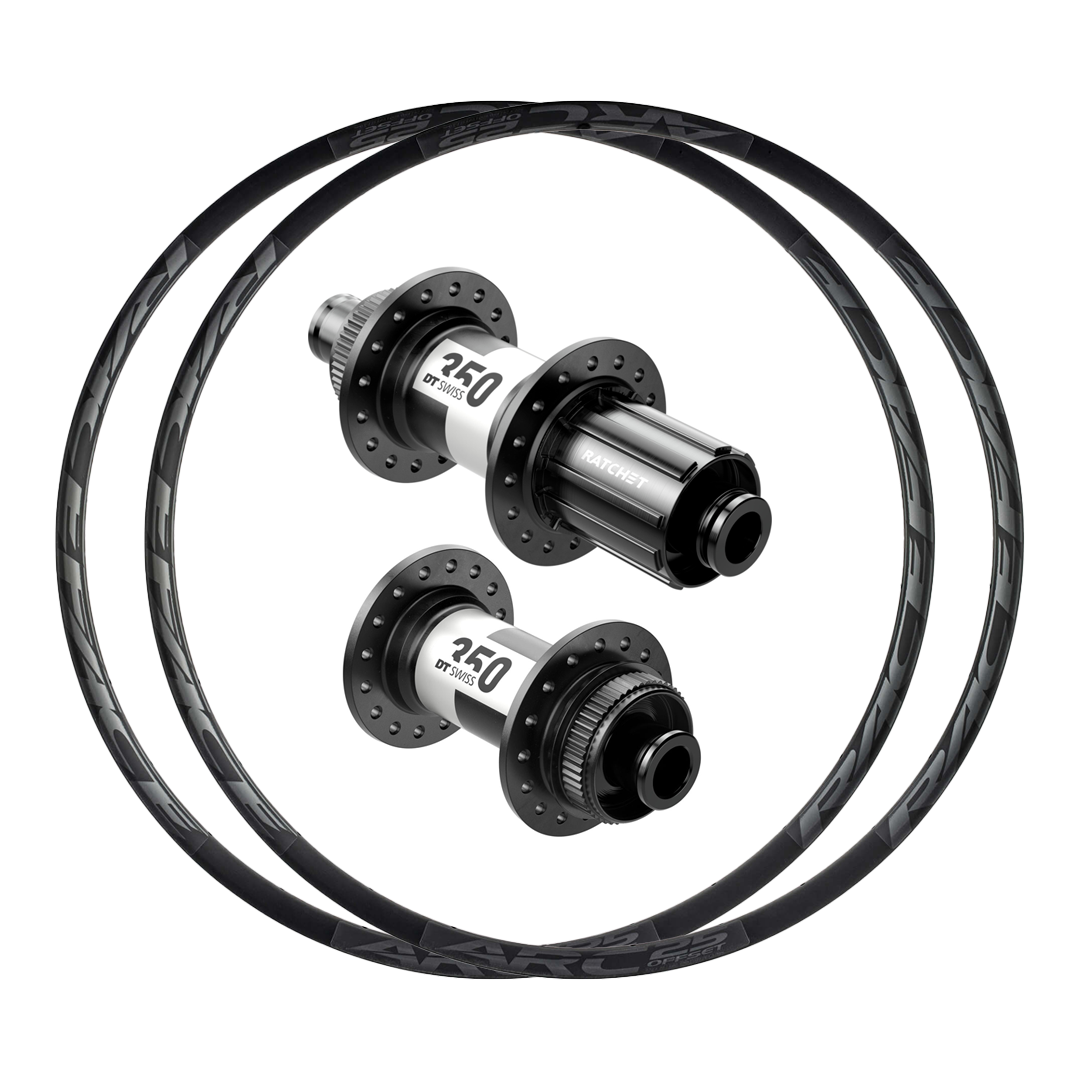 DT Swiss 350 + RaceFace ARC Offset 25 Custom Alloy Gravel Wheels (Front+Rear)