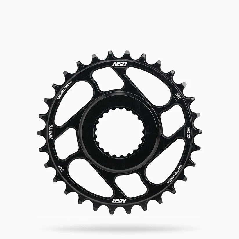 NSB Variable Tooth Chainring, Direct Mount Shimano 12 speed, Boost, 30T, Black