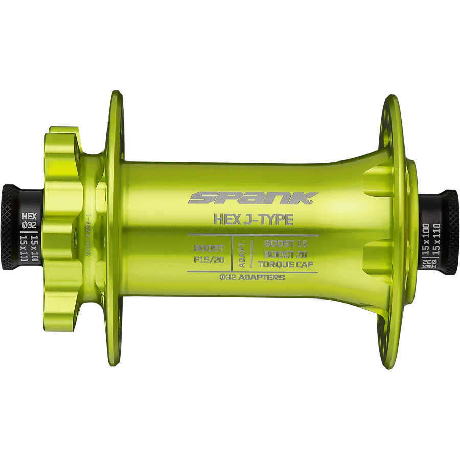 Spank HEX Front Hub, J-Type 32H, 15/20 Boost, Green