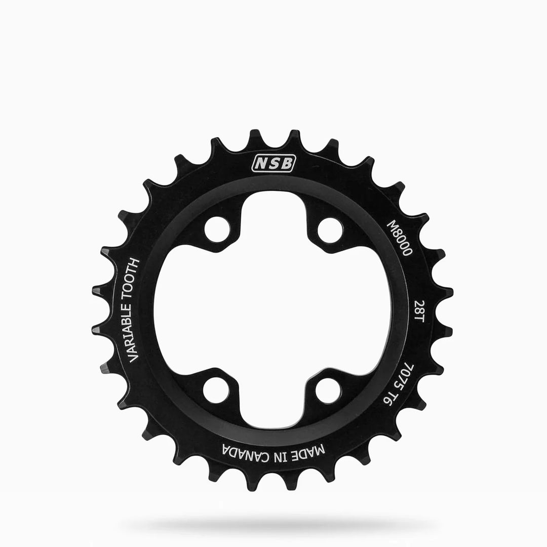 NSB Variable Tooth Chainring, Shimano M8000 & M7000, 96BCD, 32T, Black
